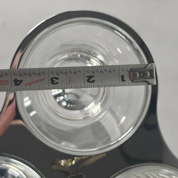 Vintage MCM, Kromex, Triple Condiment Caddy, Lazy Susan Chrome Glass Brass - Picture 7 of 11